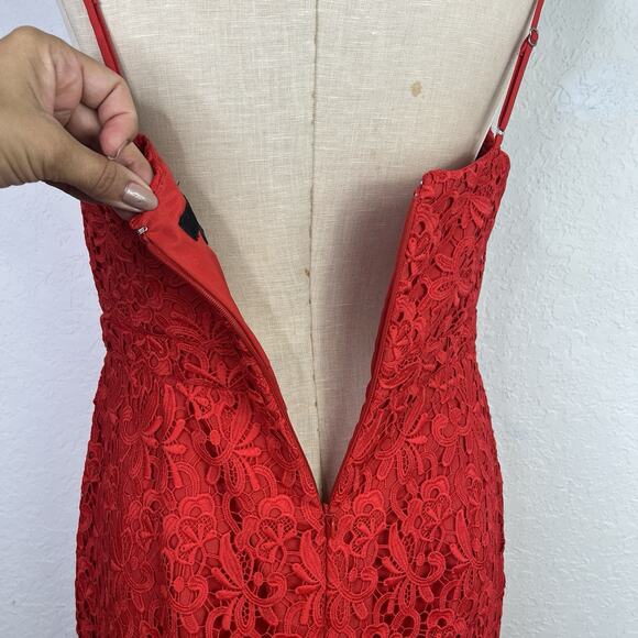J. Crew Guipure Red Lace Spaghetti Straps Midi Dress Size 6, Holidays, event - Picture 4 of 8